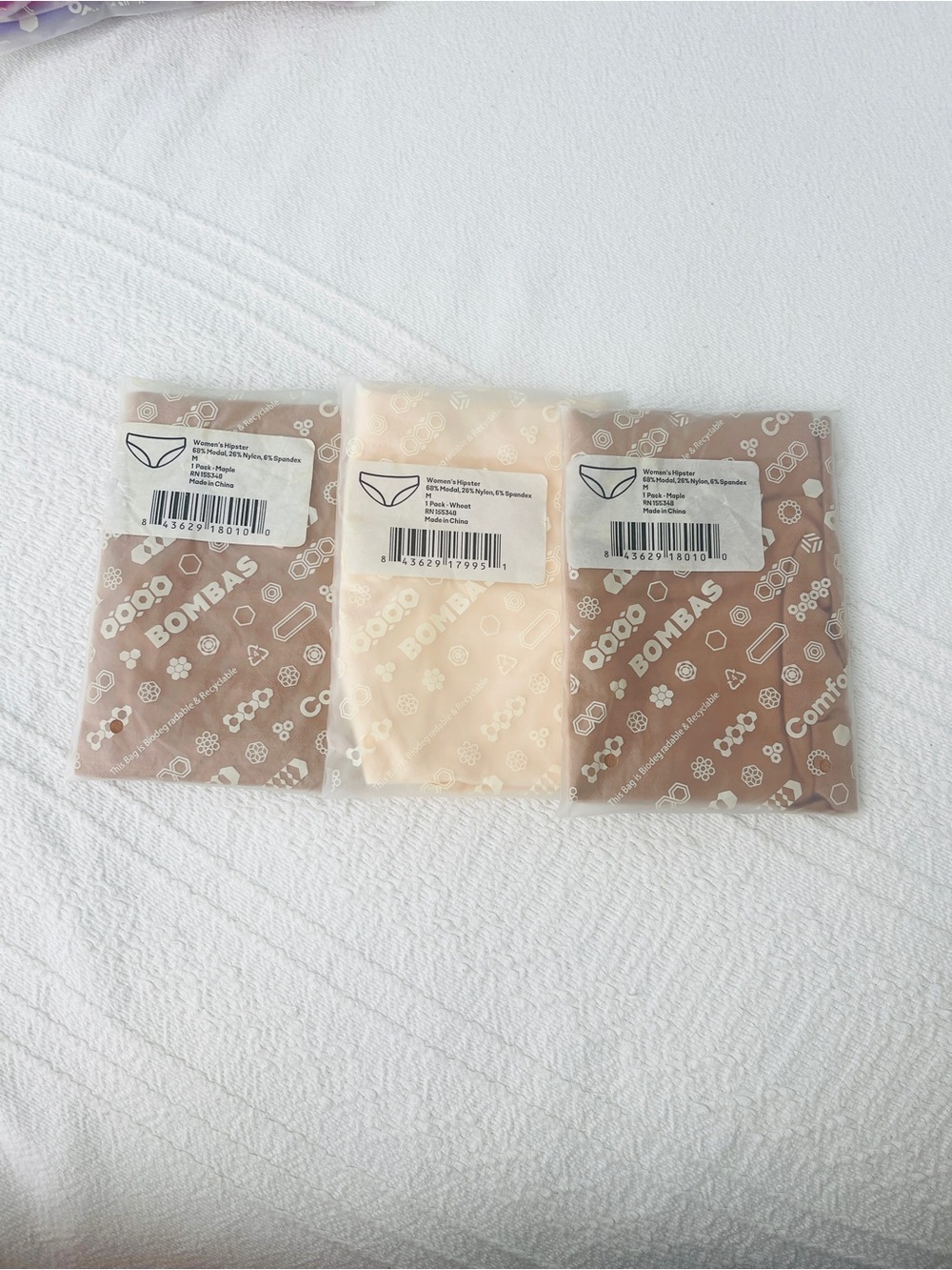 NWT Bombas 3 Pack Bundle Underwear Panties “ Hipster “ Size Medium